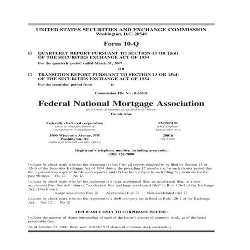 fannie mae 2007 1st