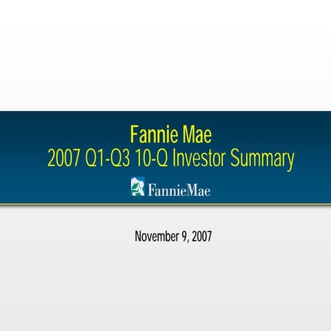 fannie mae investor Summary