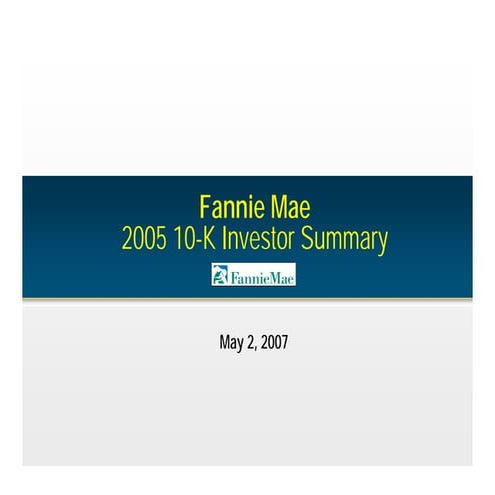 fannie mae Investor Summary 2005