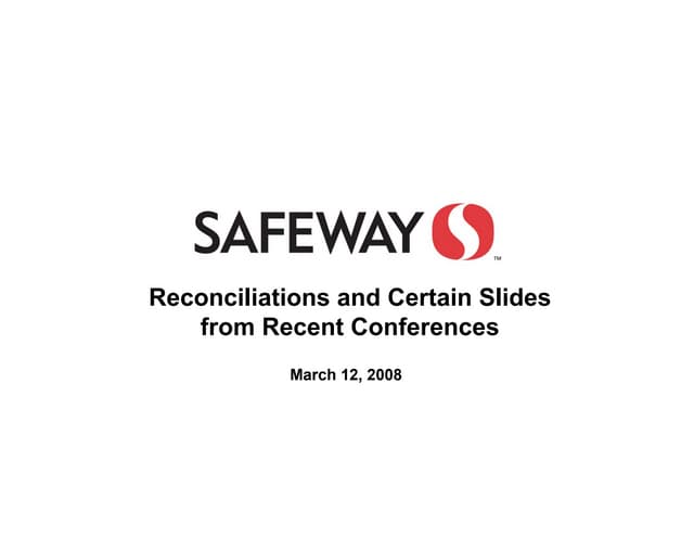 Reconciliations and Certain Slides from Recent Conferences