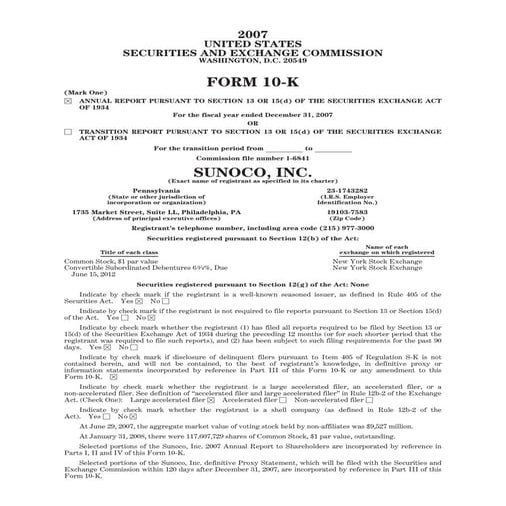 sunoco 2007 Form 10-K | PDF