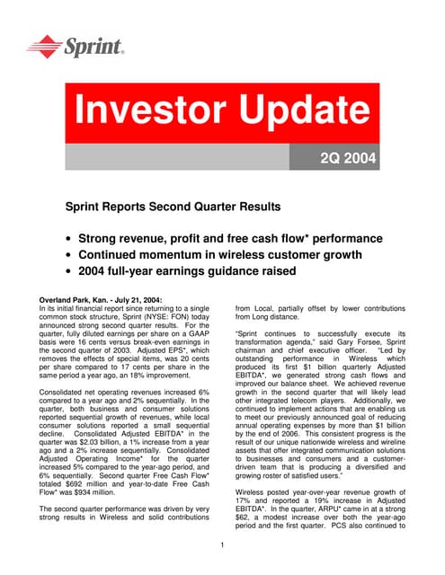 sprint nextel Quarterly Results 2004 2nd