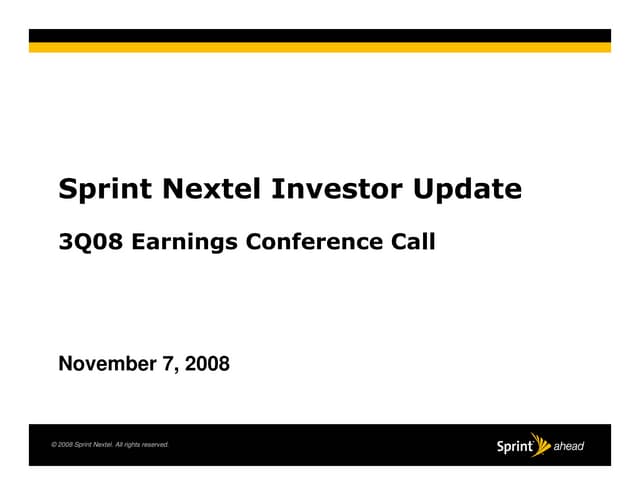 sprint nextel Quarterly Presentations  2008 3rd