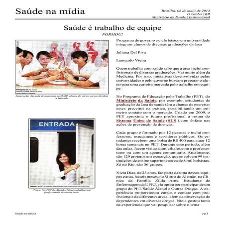 Saúde é trabalho de equipe