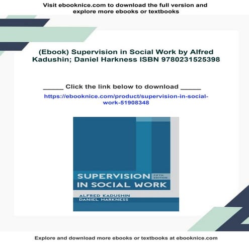 (Ebook) Supervision in Social Work by Alfred Kadushin; Daniel Harkness ISBN 9...