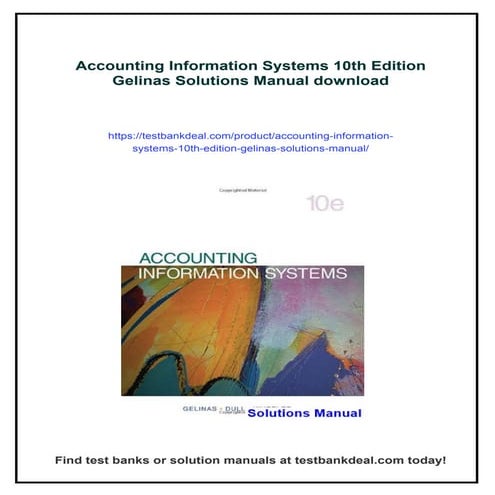 Accounting Information Systems 10th Edition Gelinas Solutions Manual | PDF