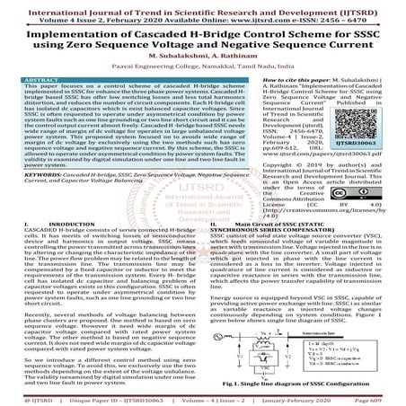 Implementation of Cascaded H Bridge Control Scheme for SSSC using Zero Sequen...