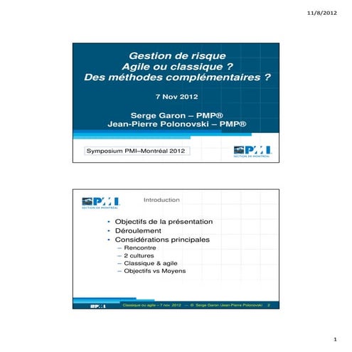 CONF. 104 - Gestion des risques de la gestion de projet Agile | PDF