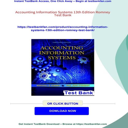 Accounting Information Systems Global 14th Edition Romney Test Bank | PDF