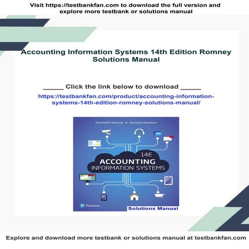 Accounting Information Systems 14th Edition Romney Solutions Manual | PDF