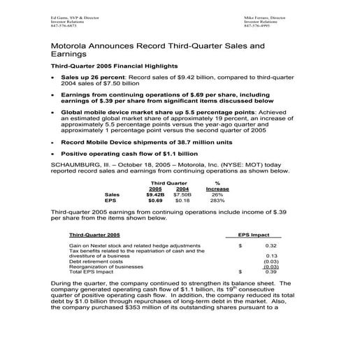 Q3 2005 Earnings Release