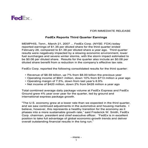 FedEx vs UPS - Managerial Finance | PDF