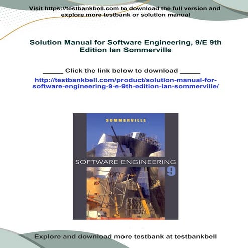 Solution Manual for Software Engineering, 9/E 9th Edition Ian