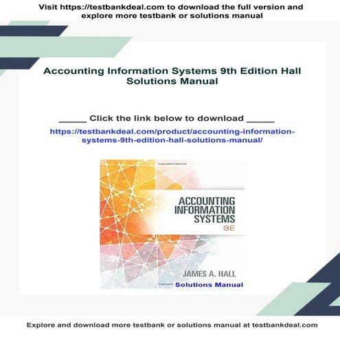 Accounting Information Systems 9th Edition Hall Solutions Manual | PDF