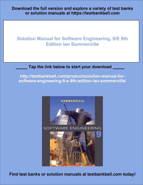 Solution Manual for Software Engineering, 9/E 9th Edition Ian Sommerville