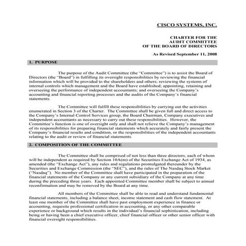 cisco systems Audit Committee Charter