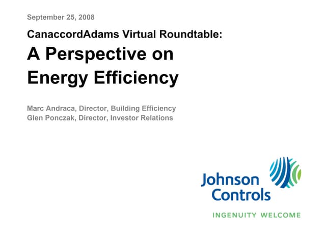 johnson controls CanaccordAdams Virtual Roundtable: A Perspective on Energy E...