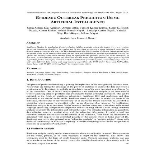 EPIDEMIC OUTBREAK PREDICTION USING ARTIFICIAL INTELLIGENCE