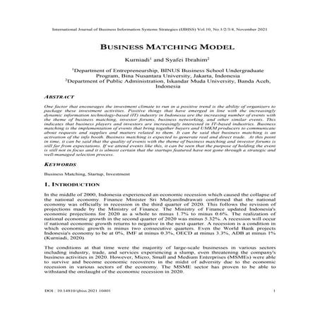 BUSINESS MATCHING MODEL 