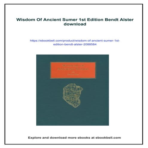 Wisdom Of Ancient Sumer 1st Edition Bendt Alster | PDF