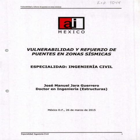 VULNERABILIDAD Y REFUERZO DE PUENTES EN ZONAS SÍSMICAS