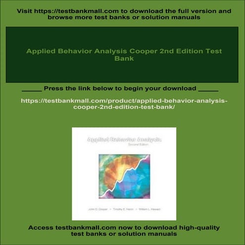 Applied Behavior Analysis Cooper 2nd Edition Test Bank | PDF