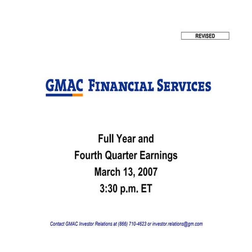 Services - GMAC Annual and Fourth Quarter Earnings 