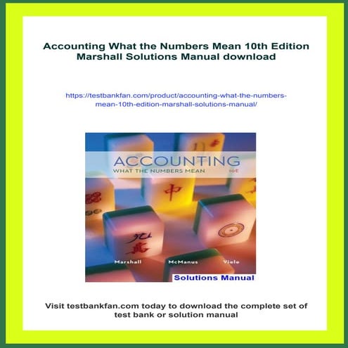 Accounting What the Numbers Mean 10th Edition Marshall Solutions Manual ...