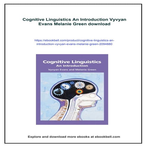 Cognitive Linguistics An Introduction Vyvyan Evans Melanie Green