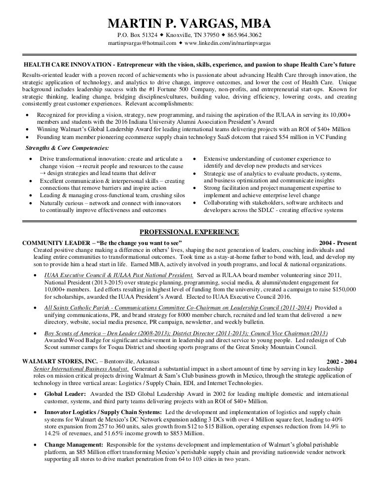 martin vargas healthcare innovation resume