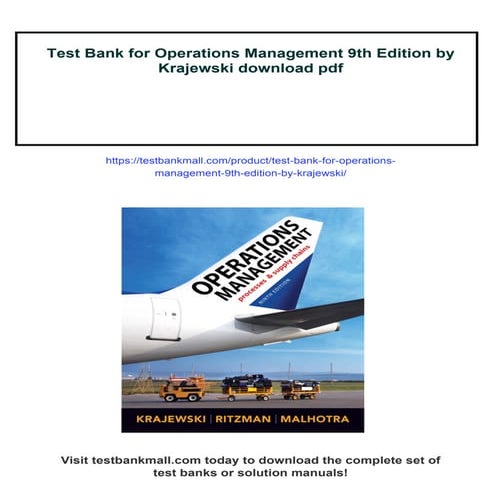 Test Bank for Operations Management 9th Edition by Krajewski