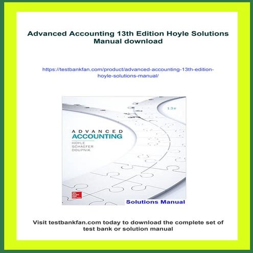 Advanced Accounting 13th Edition Hoyle Solutions Manual | PDF