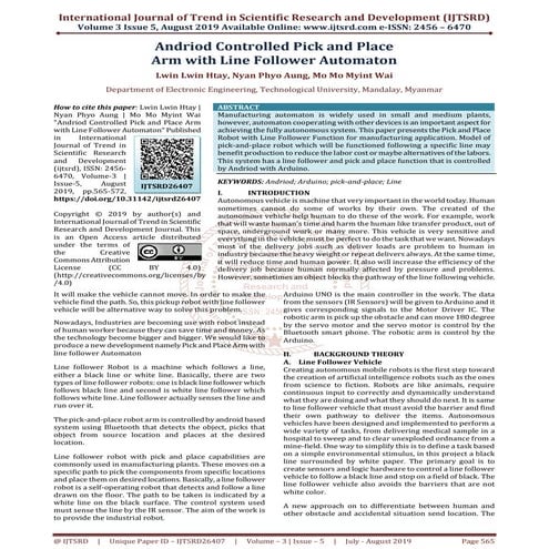 Andriod Controlled Pick and Place Arm with Line Follower Automaton