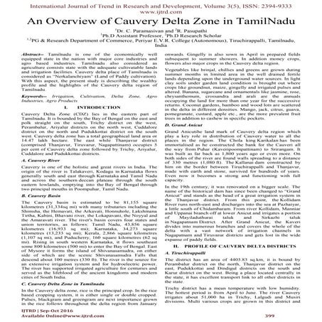An overview of cauvery delta zone in tamil nadu