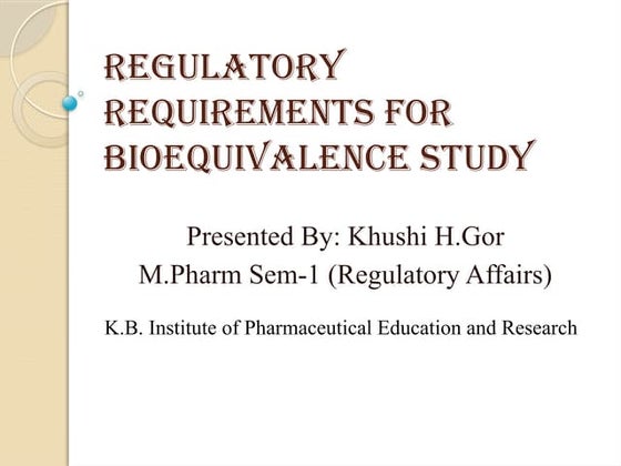 Bioavailability and Bioequivalence Studies | PPTX | Pharmaceutical ...