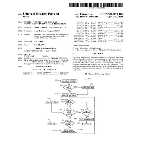 105   david e. mello - 7526079 - system and method for data attachment in liv...