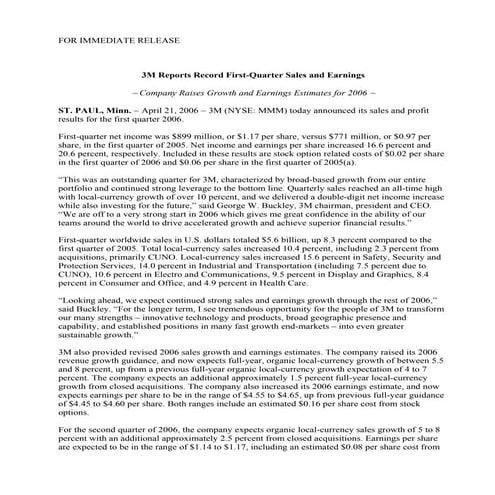 3m Press Release 2006 1st