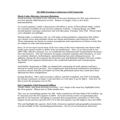 3m Transcript 2006 1st