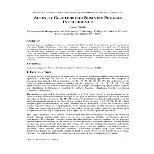 Affinity Clusters for Business Process Intelligence