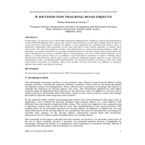 A METHOD FOR TRACKING ROAD OBJECTS