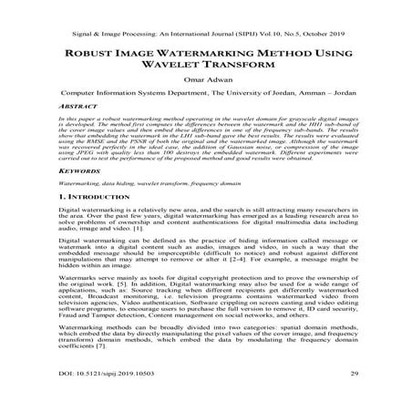 Robust Image Watermarking Method using Wavelet Transform