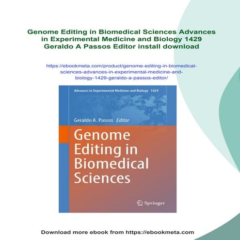 Genome Editing in Biomedical Sciences Advances in Experimental Medicine and B...
