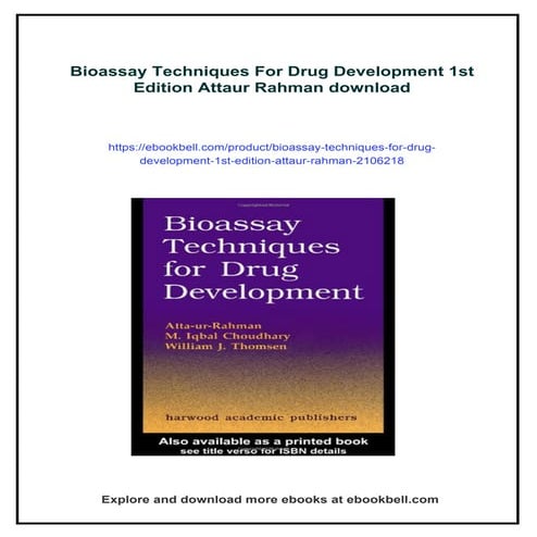 Bioassay Techniques For Drug Development 1st Edition Attaur Rahman | PDF
