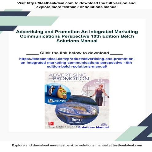 Advertising and Promotion An Integrated Marketing Communications Perspective 10th Edition Belch Solutions Manual
