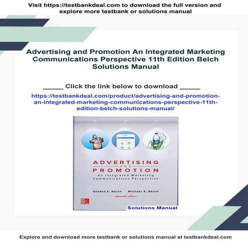 Advertising and Promotion An Integrated Marketing Communications Perspective 11th Edition Belch Solutions Manual