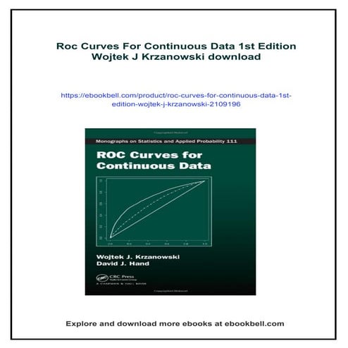 Roc Curves For Continuous Data 1st Edition Wojtek J Krzanowski