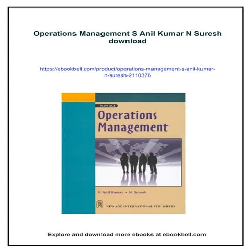 Operations Management S Anil Kumar N Suresh