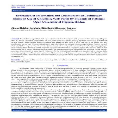 Evaluation of Information and Communication Technology Skills on Use of Unive...