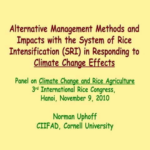 1055 Alternative Management Methods and Impacts with the System of Rice Inten...