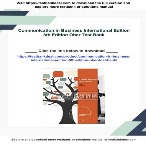 Communication in Business International Edition 8th Edition Ober Test Bank